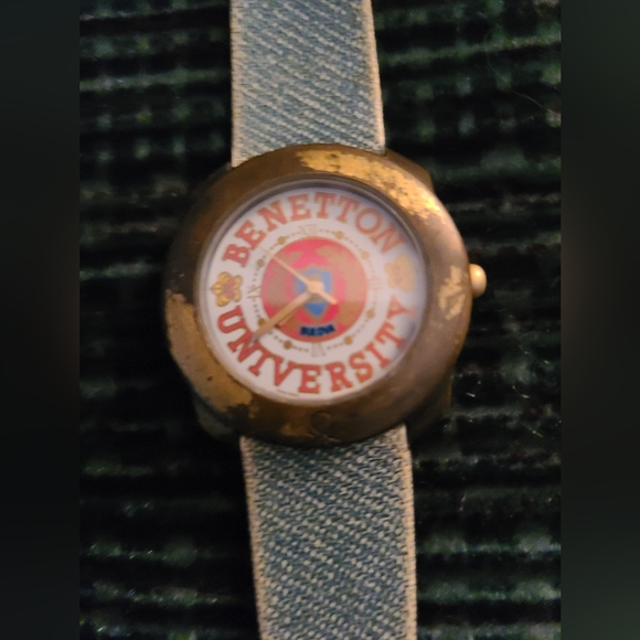 United Colors Of Benetton Jewelry - VINTAGE Benetton designer denim and copper look watch.